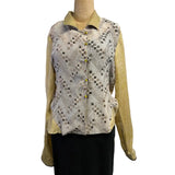 Deborah Cross Shirt, Curve, Yellow/Tan/Ivory, S