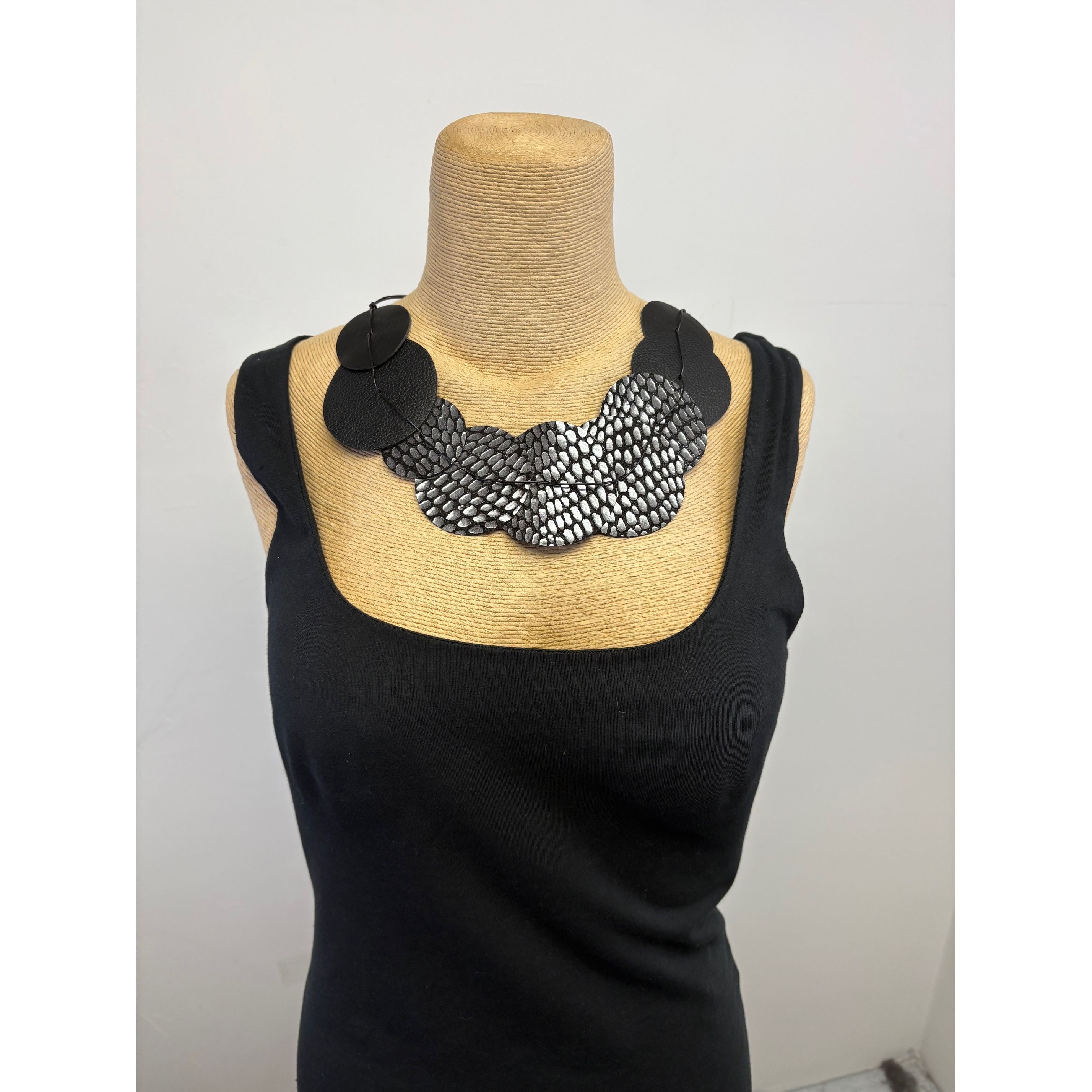 Criselda Lopez Necklace, Azalea, Black/Silver