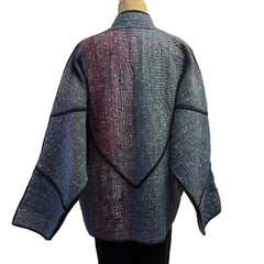 NAMAI Kantha Jacket, Reversible, Ladhiya Patchwork, Blue/Grape, M/L