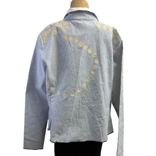 Deborah Cross Shirt, Curve, White/Blue, M