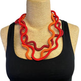 Christina Brampti Necklace, Triple Cord, Red/Orange/Brick