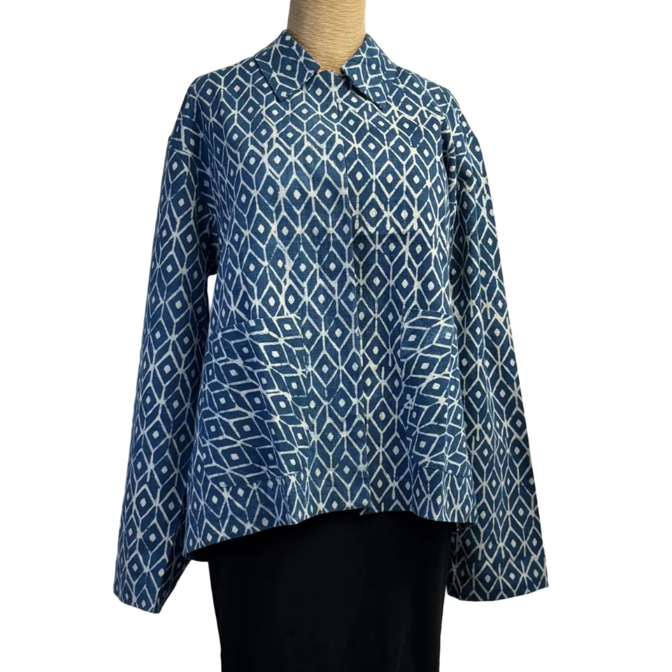 Sudarshan Jacket, Indigo/White, Diamonds, M