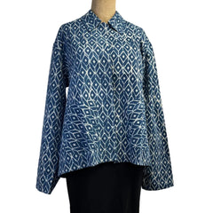 Sudarshan Jacket, Indigo/White, Diamonds, M