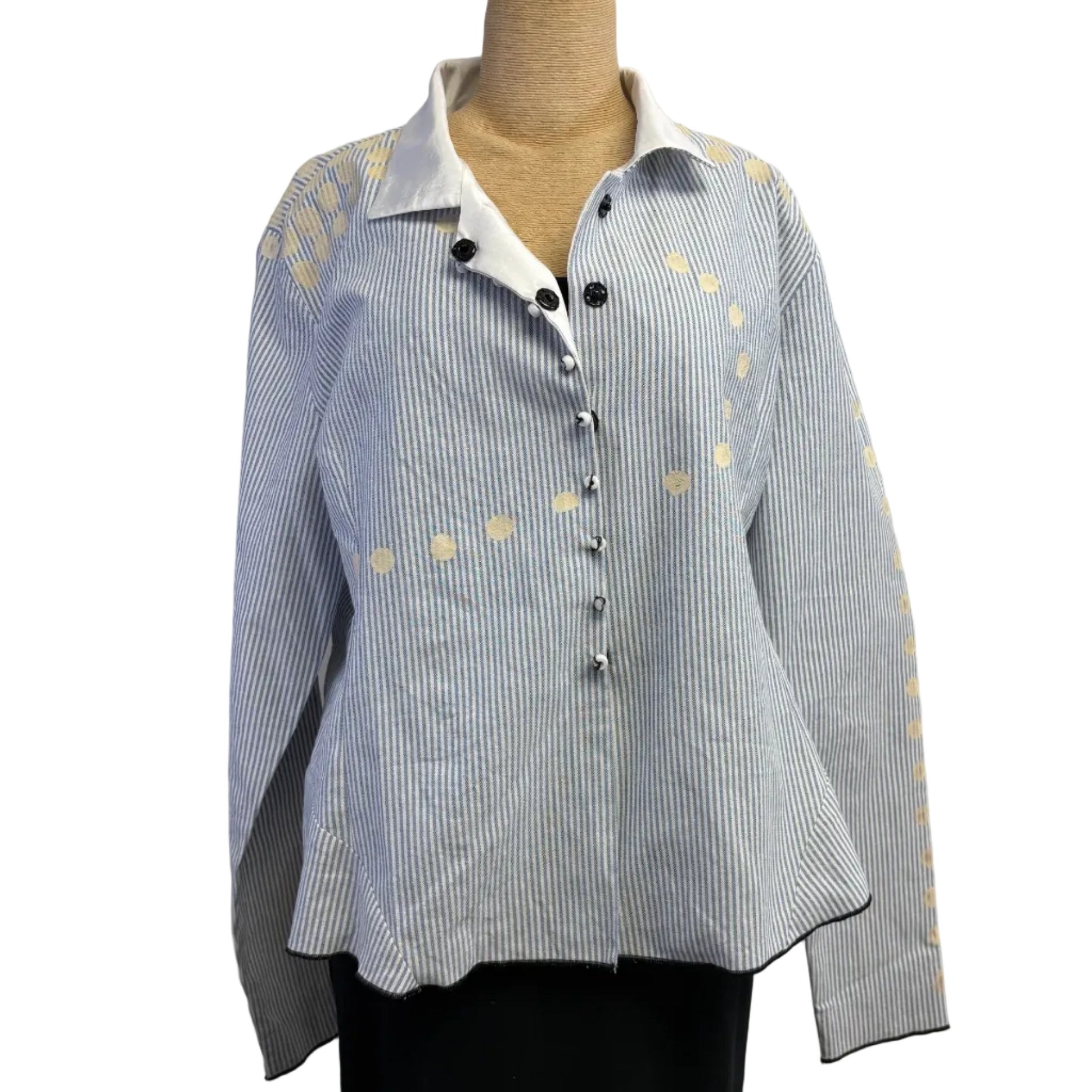 Deborah Cross Shirt, Curve, White/Blue, M