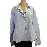 Deborah Cross Shirt, Curve, White/Blue, M