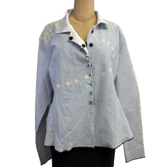 Deborah Cross Shirt, Curve, White/Blue, M
