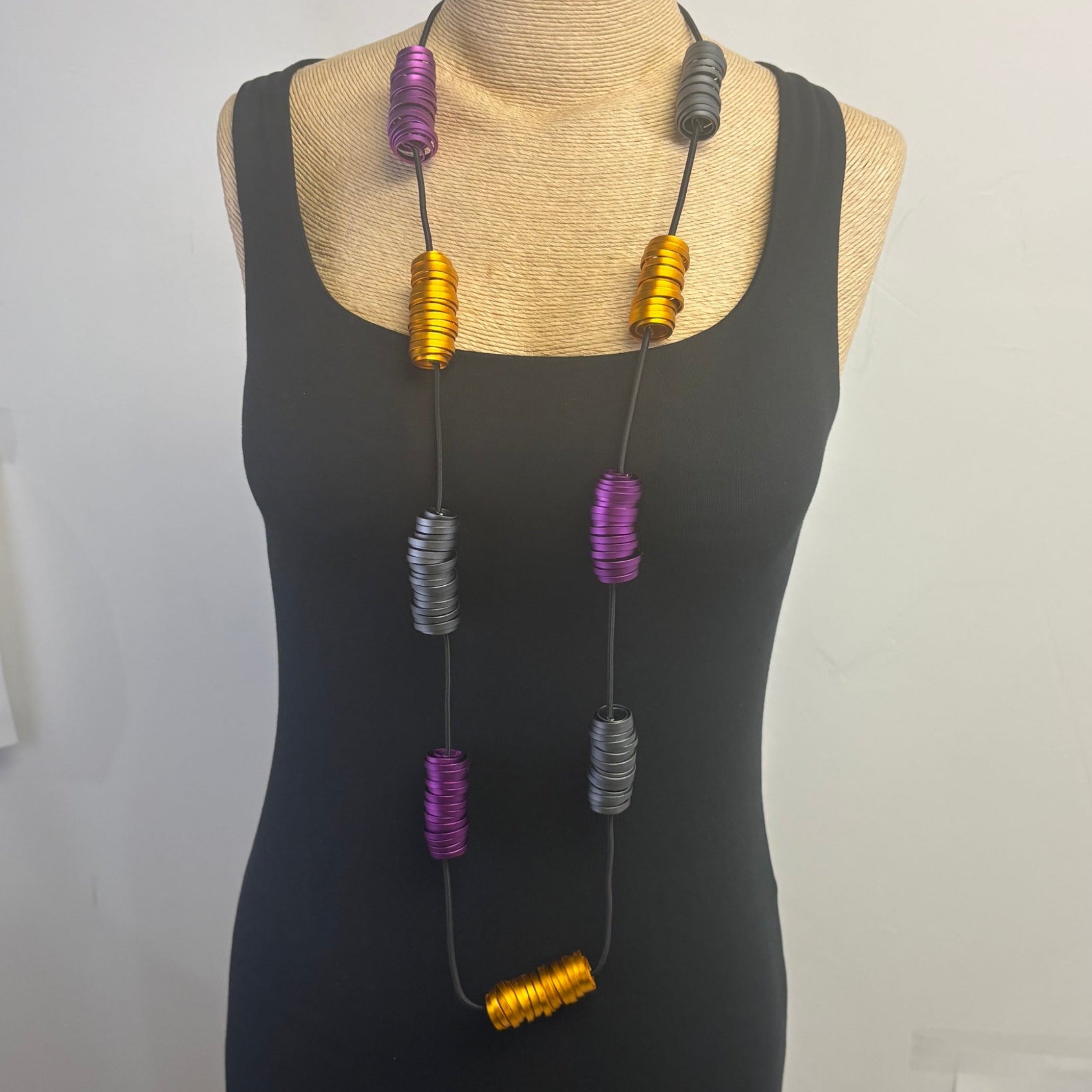 Monica Krexa Necklace, Montreal, Fuchsia/Orange/Grey