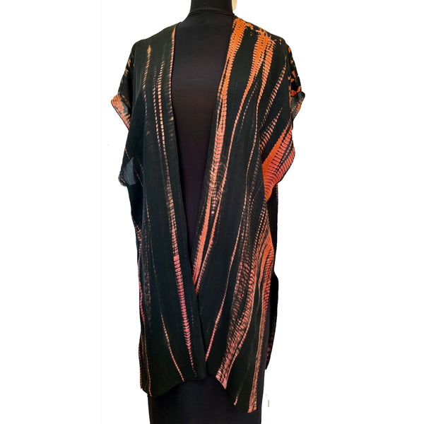 Doshi Vest, Shibori-Dyed Floating, Terracotta, Fits S-L