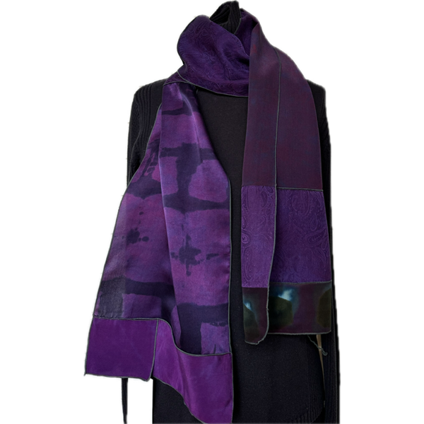 Judith Bird Scarf, SilkSingles, Purples With Forest