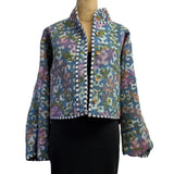 Woman To Women Kantha Jacket, Reversible, Embroidered, Blue/Green/Fuchsia, M/L