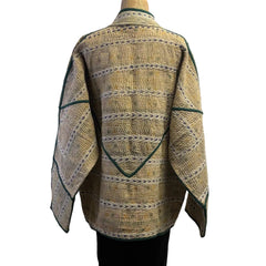 NAMAI Kantha Jacket, Reversible, Ladhiya Patchwork, Tan/Green/Red, M/L