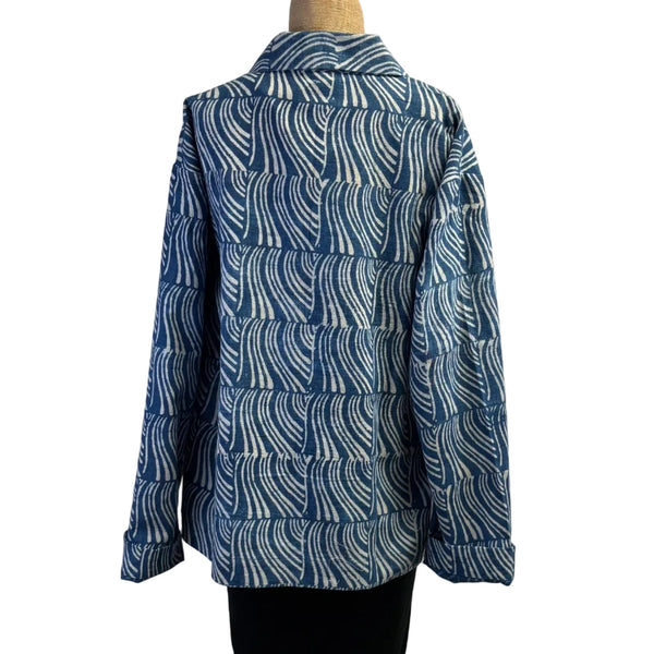 Sudarshan Jacket, Indigo/White, Waves, M/L