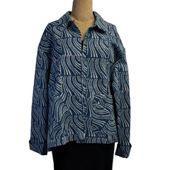 Sudarshan Jacket, Indigo/White, Waves, M/L