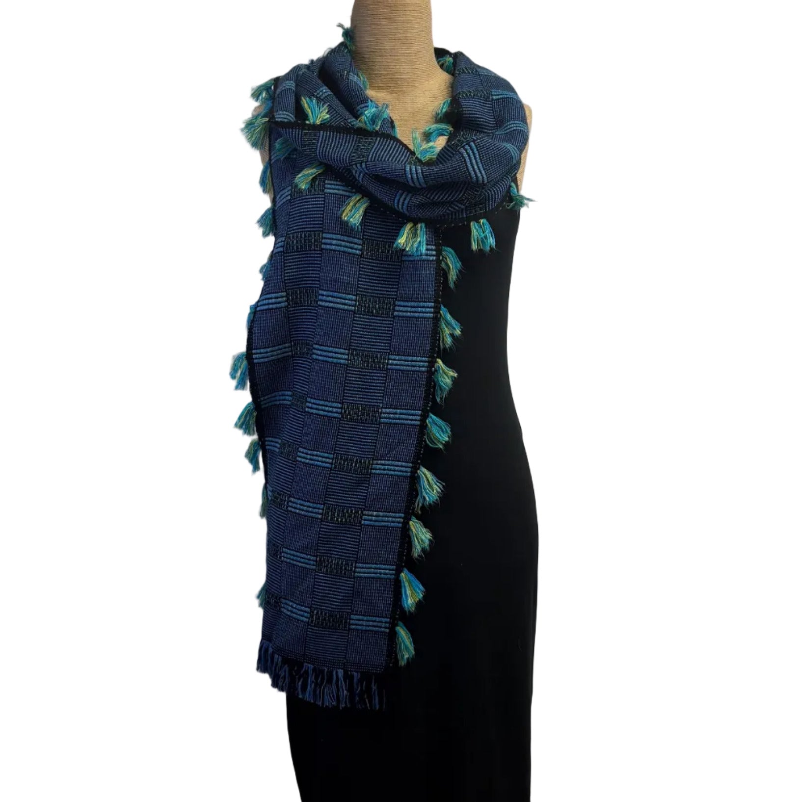 Pamela Whitlock Scarf, Royal/Black/Turquoise