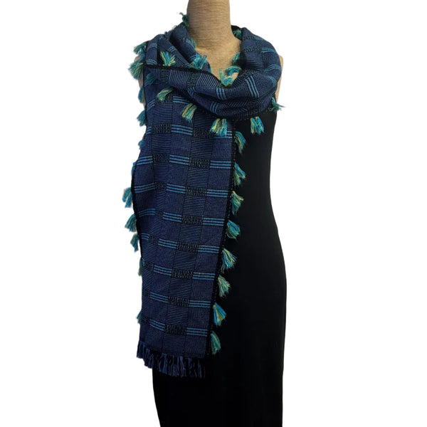 Pamela Whitlock Scarf, Royal/Black/Turquoise