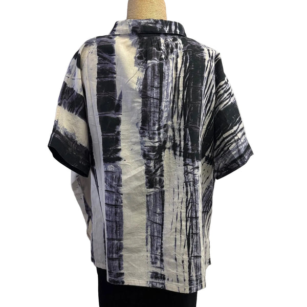 Neeru Kumar Top, Shibori, White/Black/Purple XS, S & M