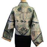 Woman To Women Kantha Jacket, Reversible, Embroidered, Greens/Ecru, M/L