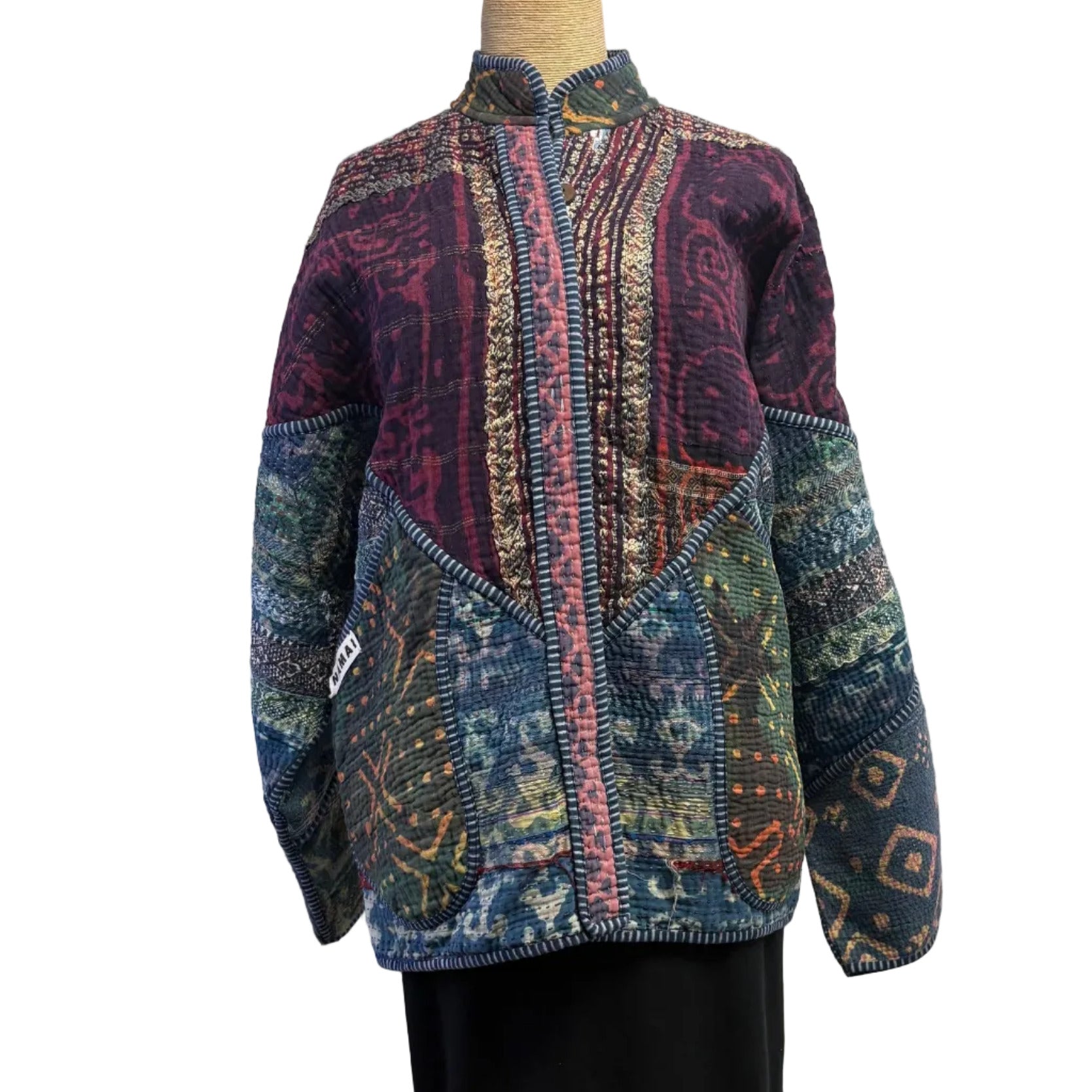 NAMAI Kantha Jacket, Reversible, Ladhiya Patchwork, Multi-Color, M/L