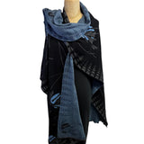 Sharon London Cape, Blossom, Reversible, Black/Charcoal/Light Blue