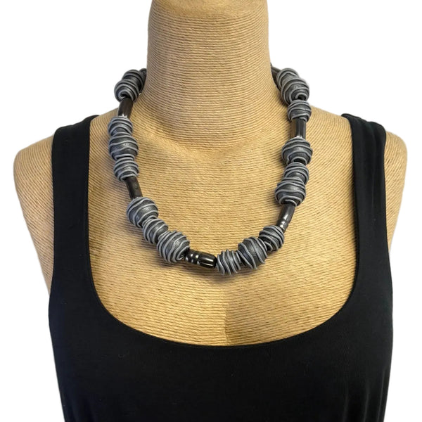 Dawn Siebel Necklace, All Wrapped Up, Charcoal/Silver