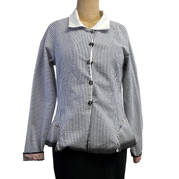 Deborah Cross Shirt, Curve, Grey/White, XXS