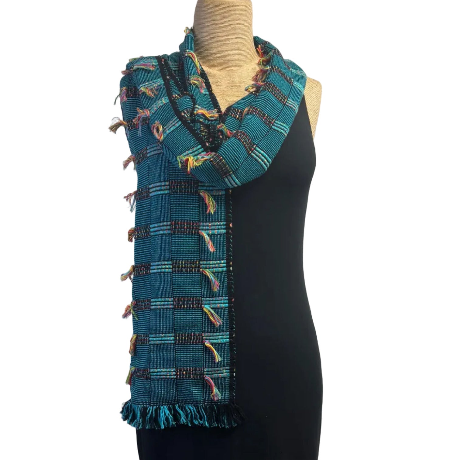 Pamela Whitlock Scarf, Turq/Black/Multi
