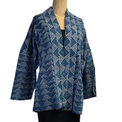 Sudarshan Jacket, Indigo/White, Chevrons, M/L