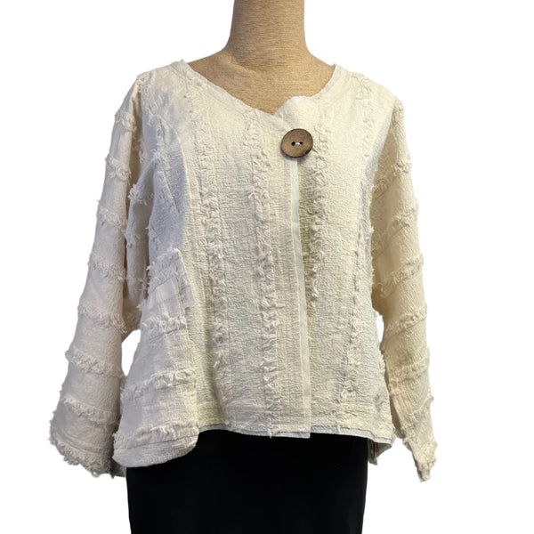 Mara Gibbucci Jacket. Textured, Cream S/M, M/L, L/XL & XL/XXL