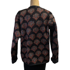 Sudarshan Quilted Jacket, Floral, Black/Copper/Teal, S