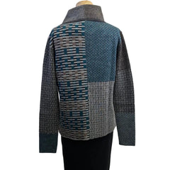Beyond Threads Cardigan,  Pique Crossover, Dusk, Teal/ Brown/Natural S