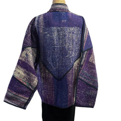 NAMAI Kantha Jacket, Reversible, Ladhiya Patchwork, Purple/Violet M/L
