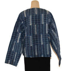 Sudarshan Short Jacket, Indigo, Hand Block Printed Designs, L