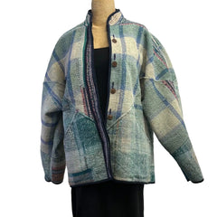NAMAI Kantha Jacket, Reversible, Ladhiya Patchwork, Purple/Violet M/L