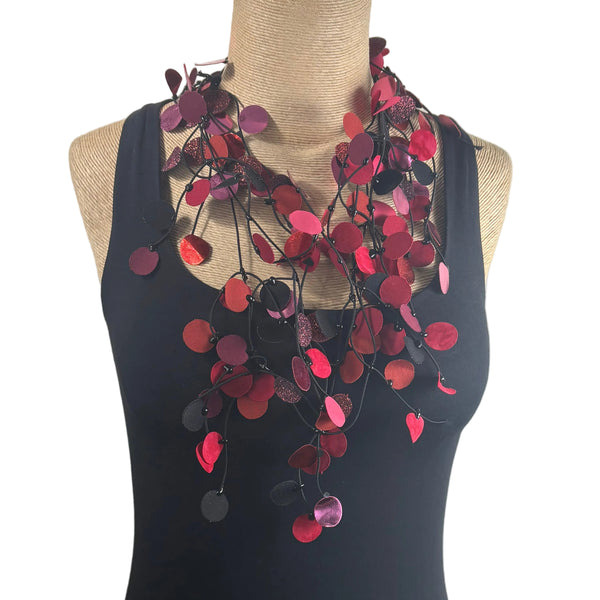 Annemieke Broenink Necklace, Shiny/Glitter Circles Red & Pink