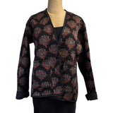 Sudarshan Quilted Jacket, Floral, Black/Copper/Teal, S