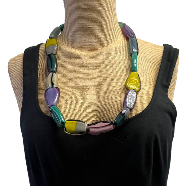 Marina & Suzanna Sent Necklace, Hand-Blown Glass Long, Multi-Color