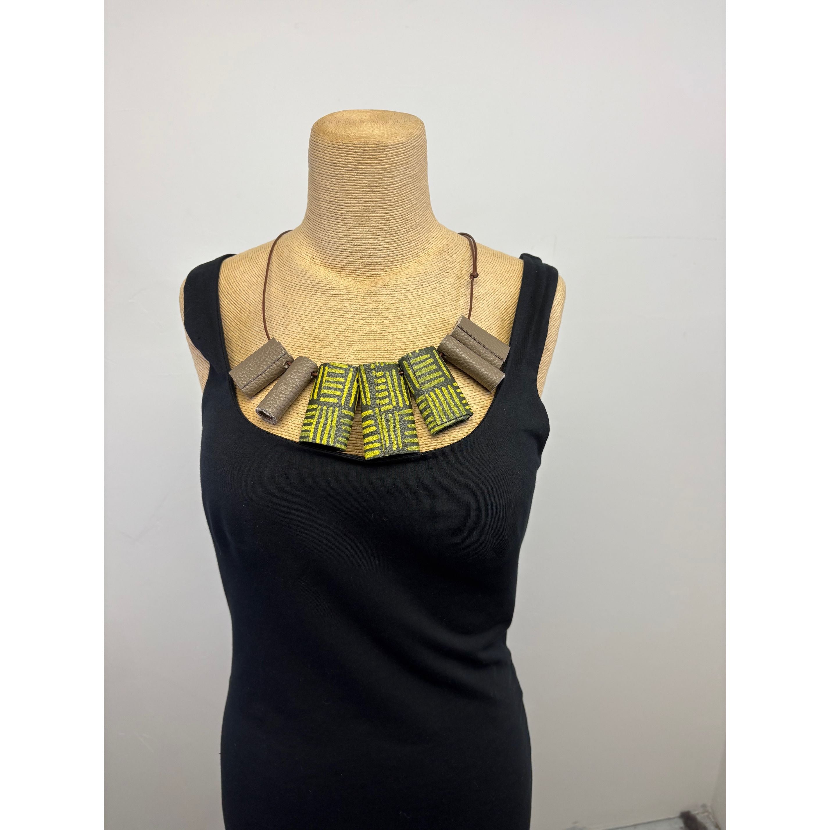 Criselda Lopez Necklace,Tulip, Black/Gray/Yellow