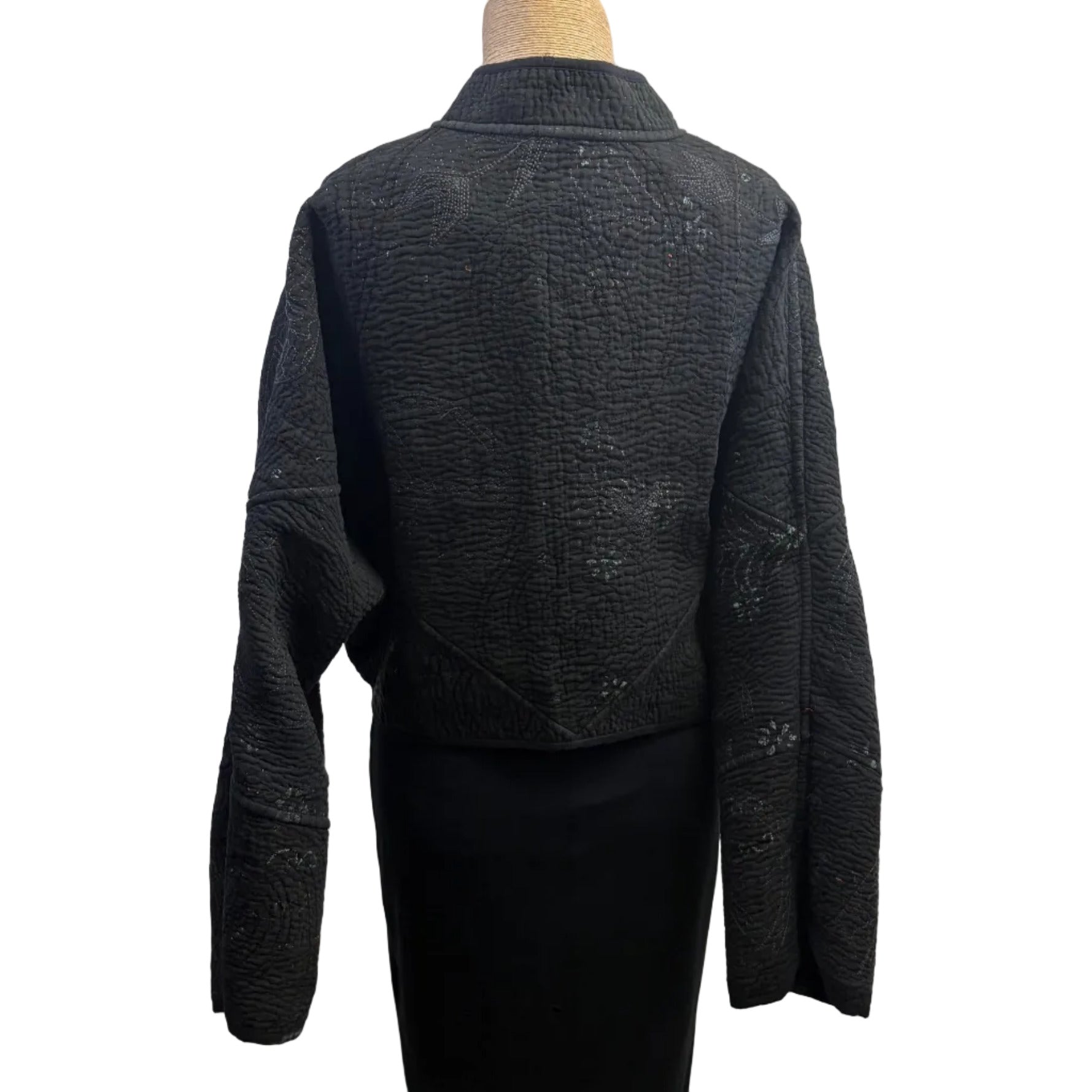 NAMAI Kantha Jacket, Reversible, Cropped, Black S/M