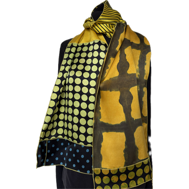 Judith Bird Scarf, SilkSingles, Spunky Yellows & Friends