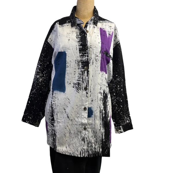 Adverb Shirt, Black/White/Fuchsia/Indigo M/L & L/XL
