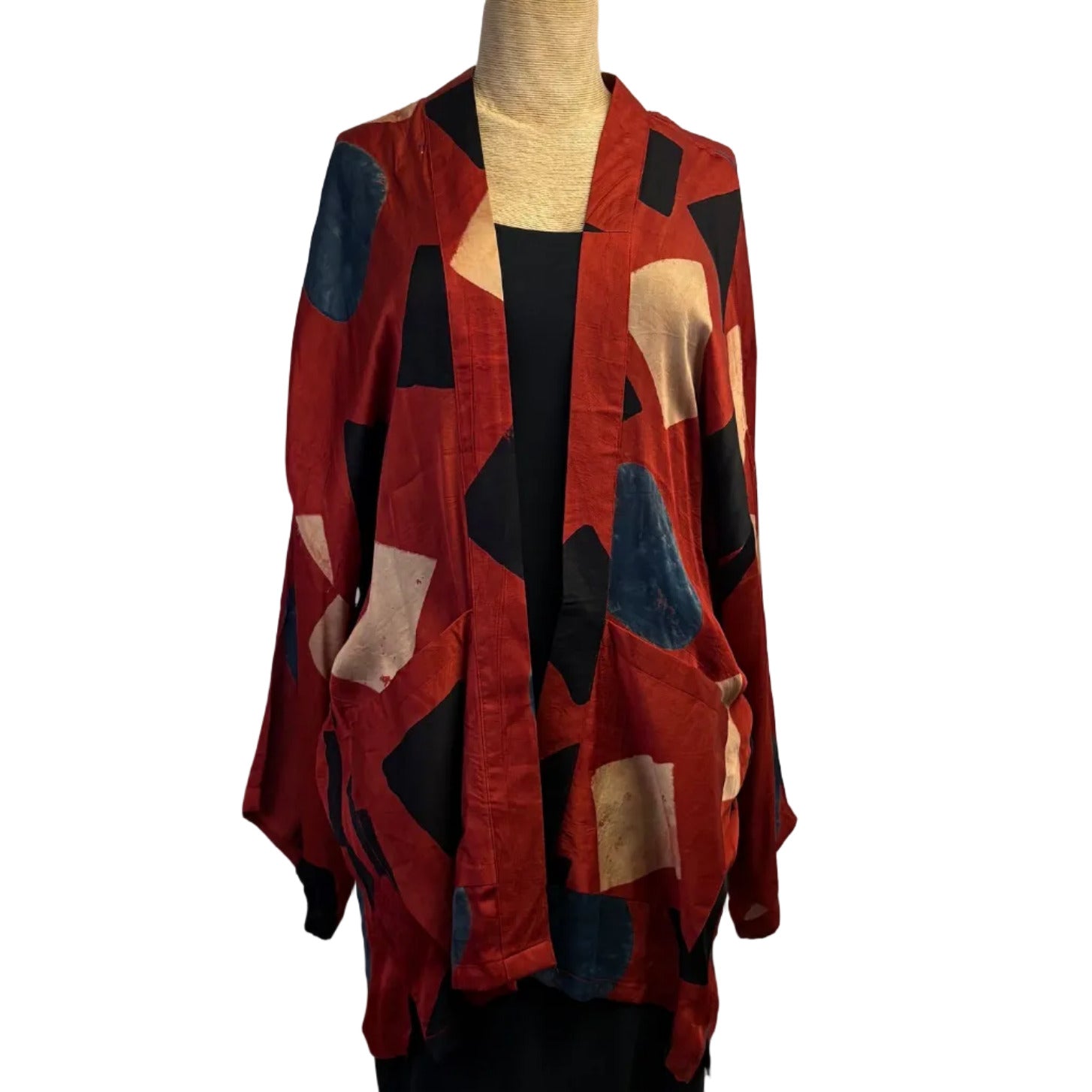 Sudarshan Kimono, Red/Black/Cream, M