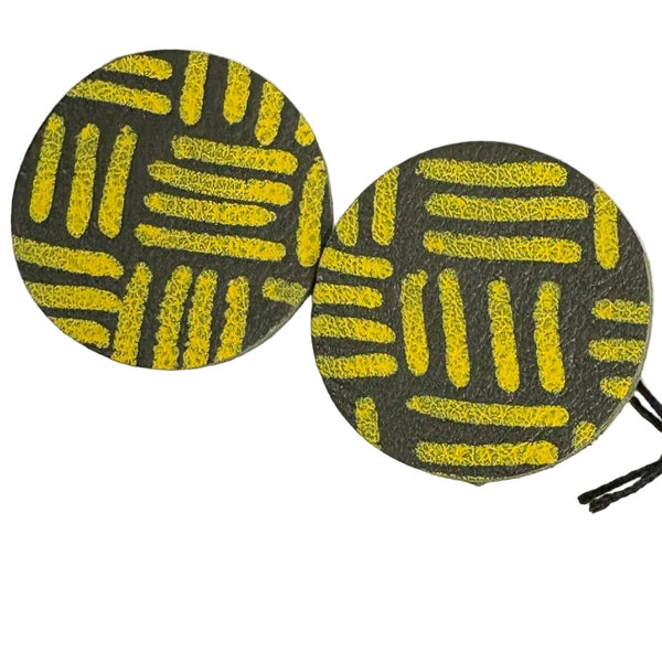 Criselda Lopez Earrings, Dot, Black/Yellow