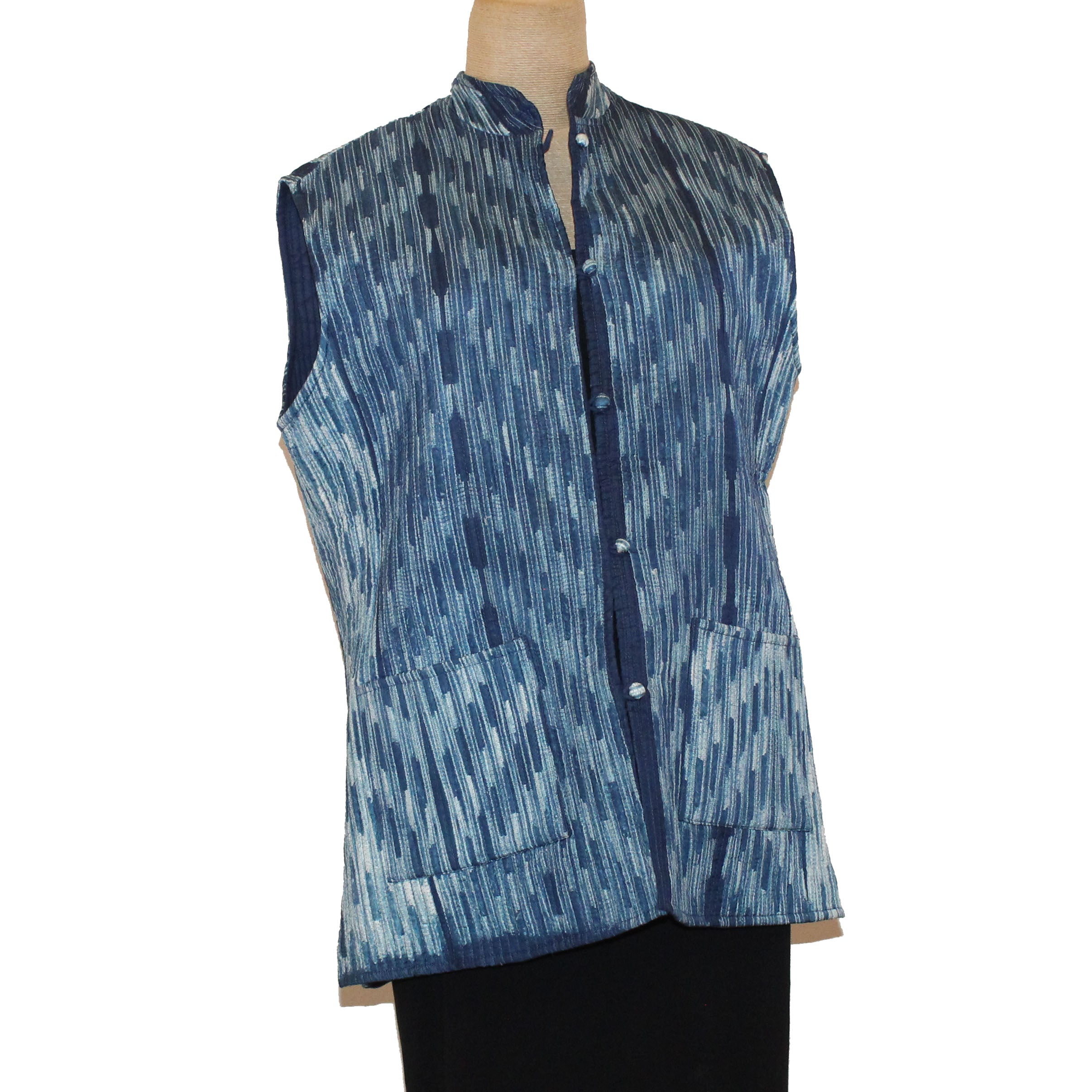 Sudarshan Vest, Indigo, Stitched Shibori, S