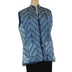 Sudarshan Vest, Indigo, Stitched Shibori, S