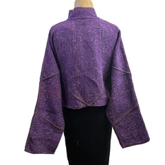 NAMAI Kantha Jacket, Reversible, Cropped, Purple S/M