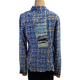 Deborah Cross Shirt, Curve, Blue/Orange, XXS