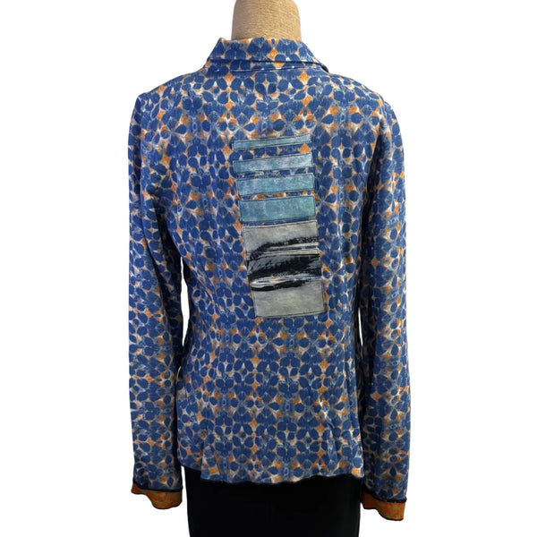 Deborah Cross Shirt, Curve, Blue/Orange, XXS