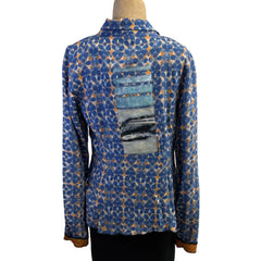 Deborah Cross Shirt, Curve, Blue/Orange, XXS