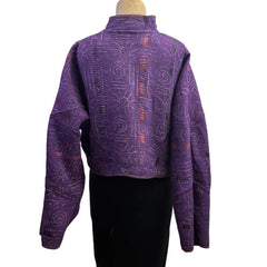 NAMAI Kantha Jacket, Reversible, Cropped, Purple S/M