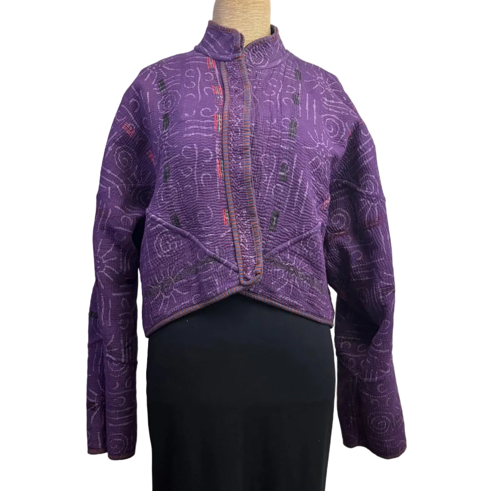 NAMAI Kantha Jacket, Reversible, Cropped, Purple S/M